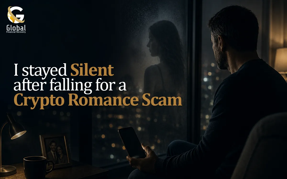 Man reflecting after falling victim to a crypto romance scam and online investment fraud