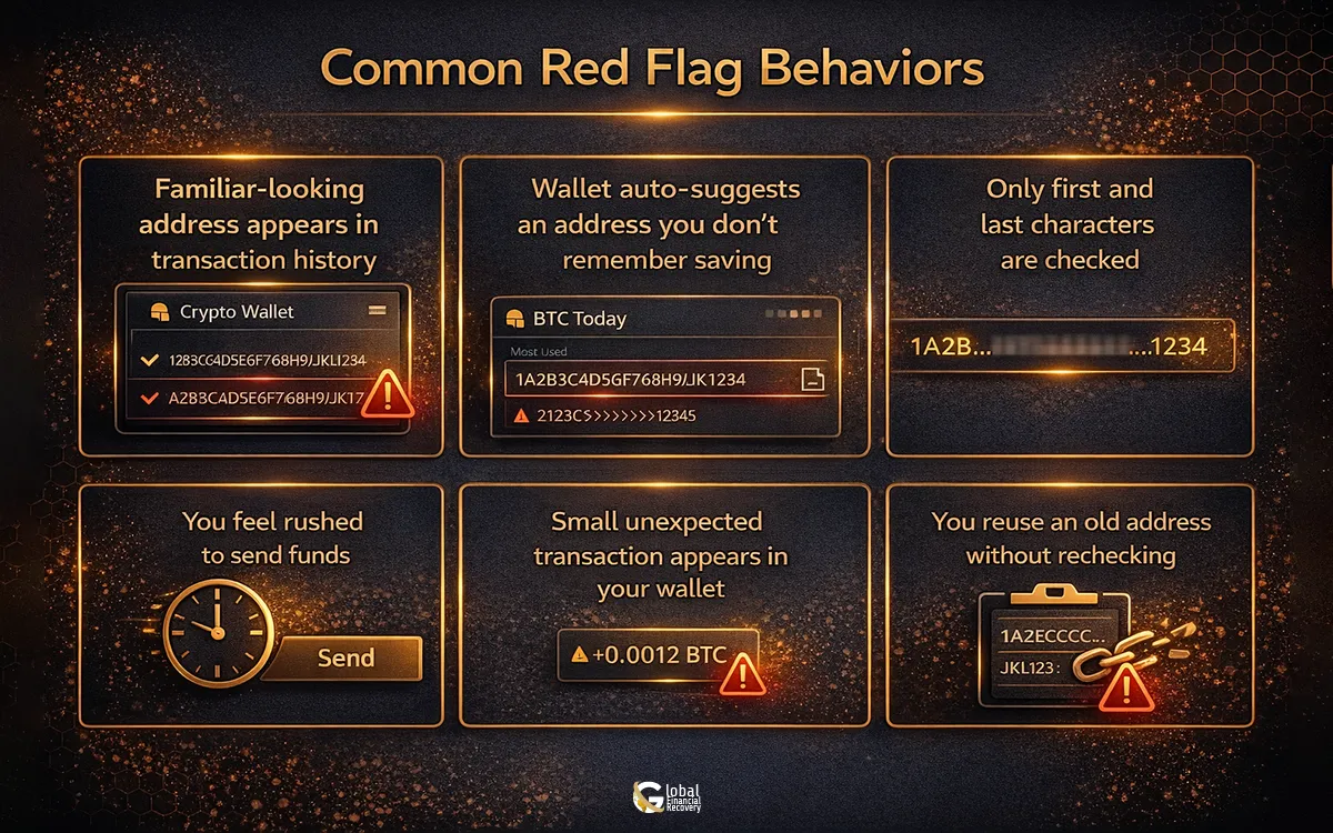Warning signs and red flags of a crypto address poisoning scam