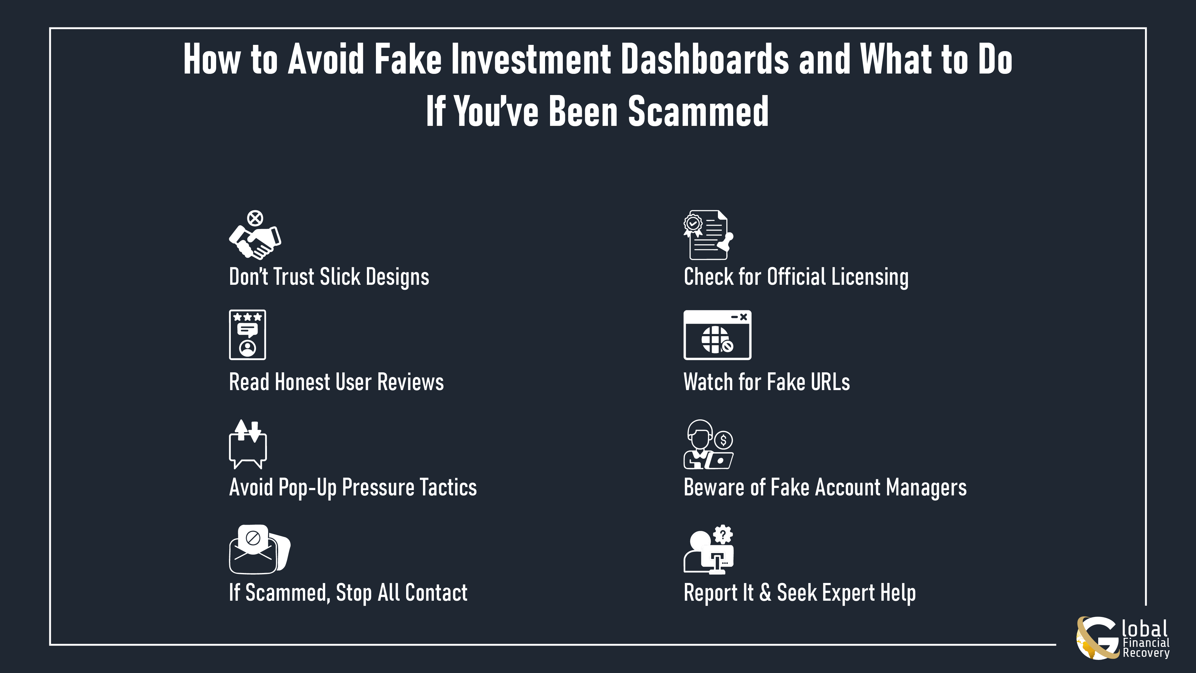 Infographic Image About Avoiding Fake Investment Dashboards and What to Do After a Scam