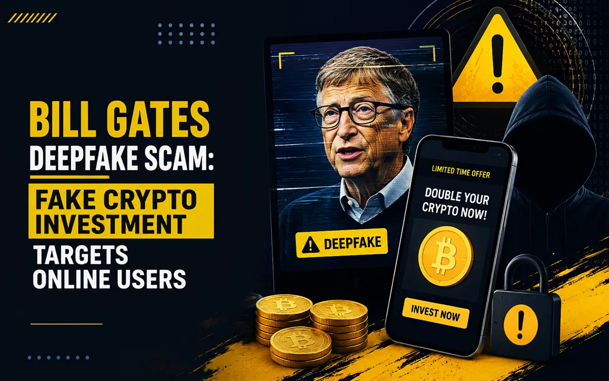 Bill Gates deepfake scam promoting fake crypto investment schemes online.