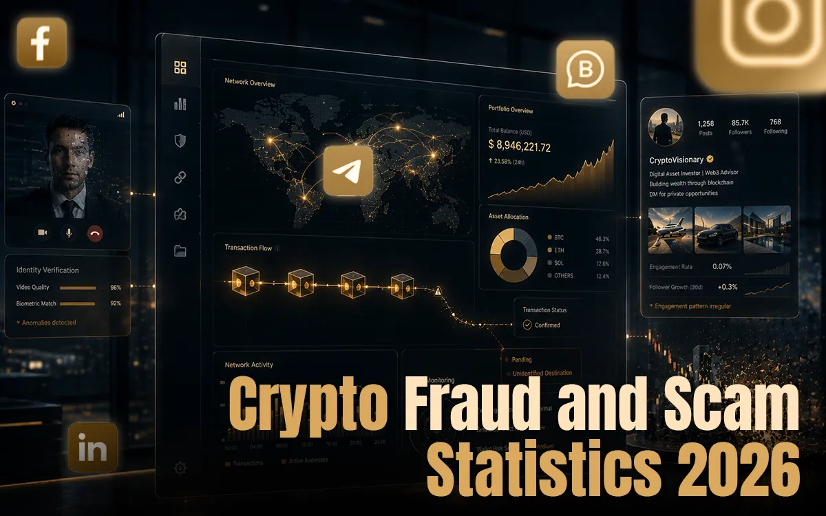 Crypto fraud and scam statistics for 2026 highlighting AI threats social media scams and investor risks