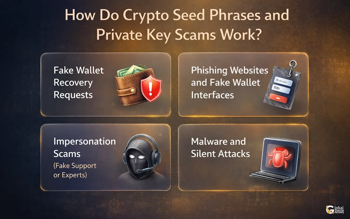 How crypto seed phrase and private key scams work and steal funds