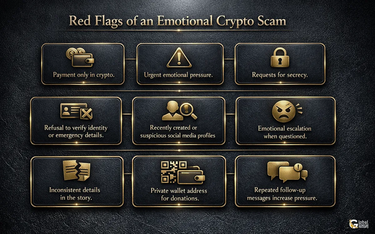 Warning signs and red flags of an emotional crypto scam