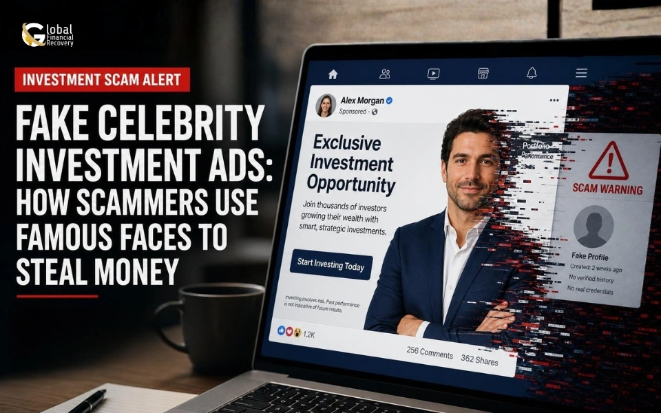 Fake celebrity investment ads used by scammers to trick people into losing money.