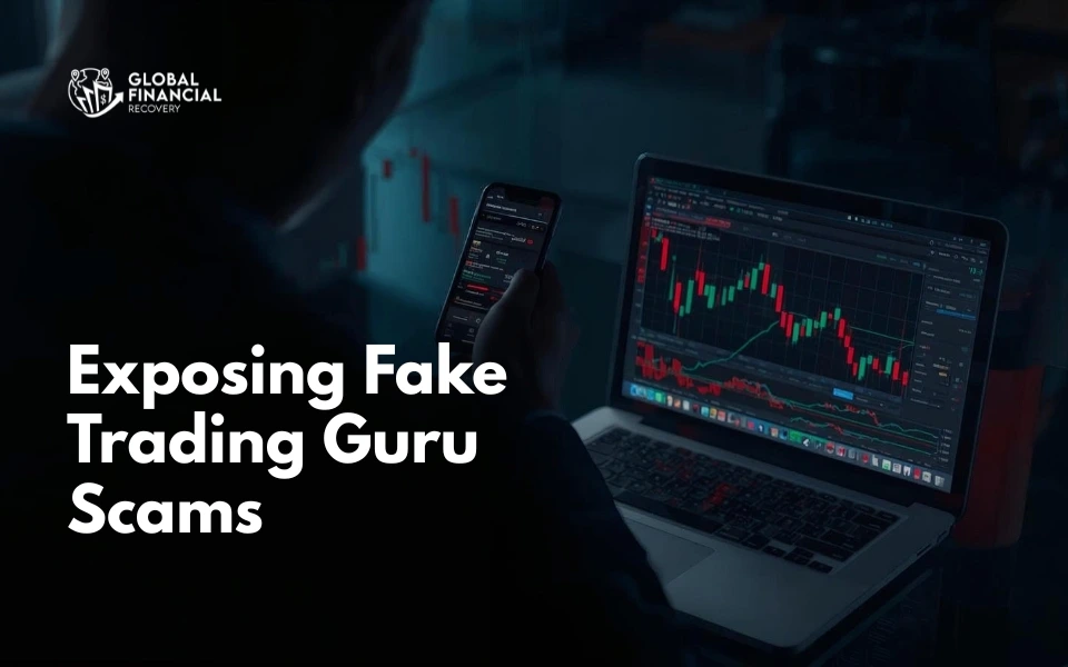 Illustration representing fake trading gurus and online investment scams