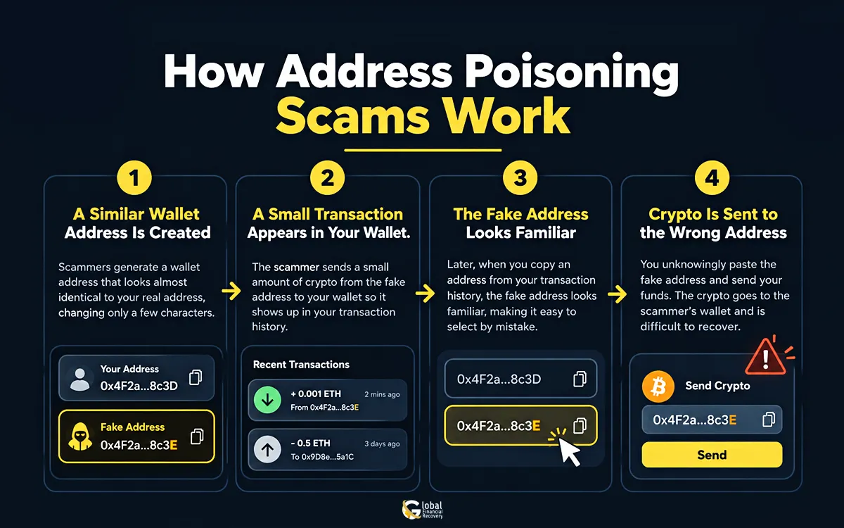 How crypto wallet address poisoning scams work.