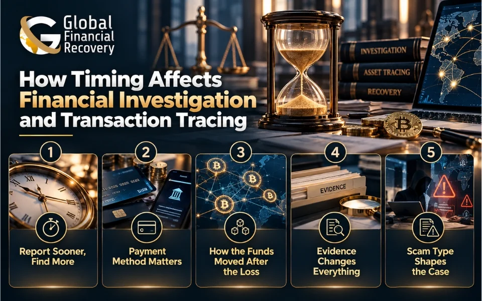 How timing affects financial investigations and transaction tracing after a financial loss.