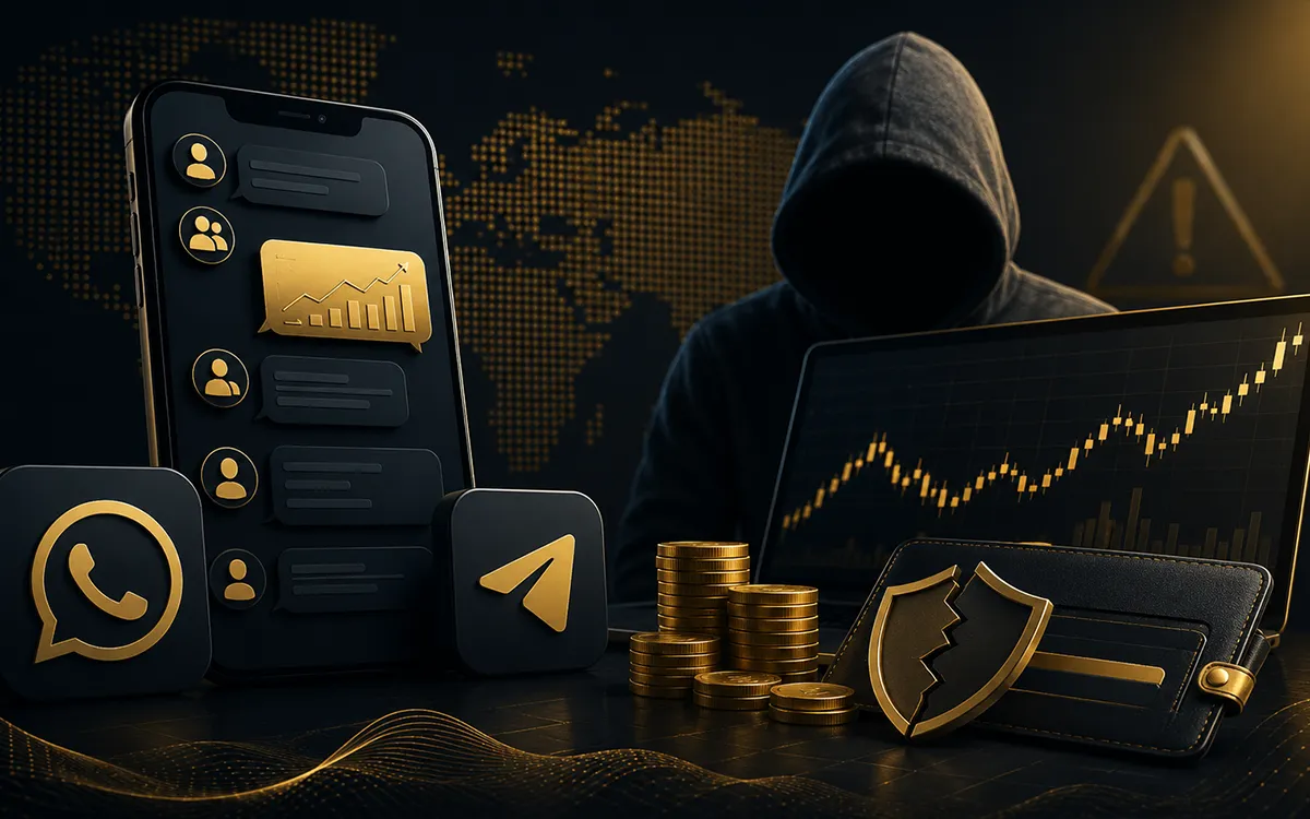 WhatsApp and Telegram investment scams showing how fake trading groups manipulate victims into sending money and cryptocurrency