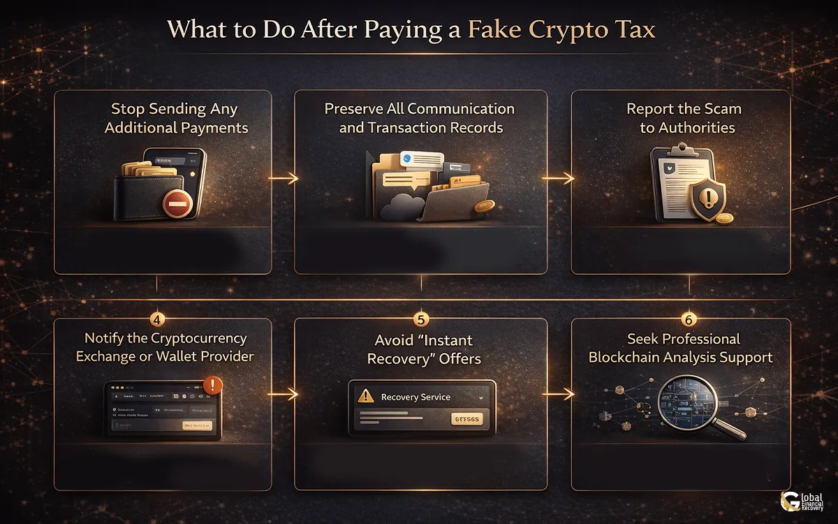 Steps to take after paying a fake crypto tax scam