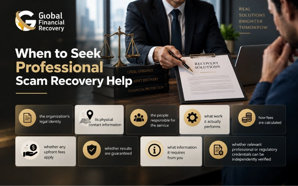 When to seek professional scam recovery help after losing money to financial fraud or an online scam.